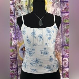 Floral Blue and White Hollister Top